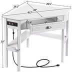 Corner Computer Desk Workstation – Built-in Power Outlet, Home Office & Gaming