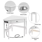 Corner Computer Desk Workstation – Built-in Power Outlet, Home Office & Gaming