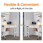 Corner Computer Desk Workstation – Built-in Power Outlet, Home Office & Gaming