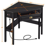 Corner Computer Desk Workstation – Built-in Power Outlet, Home Office & Gaming