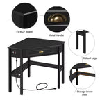 Corner Computer Desk Workstation – Built-in Power Outlet, Home Office & Gaming