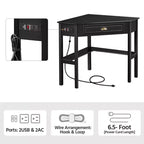 Corner Computer Desk Workstation – Built-in Power Outlet, Home Office & Gaming