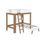 Mid-Century Modern Twin over Twin L-Shaped Bunk Bed – Solid Wood, Space-Saving