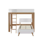 Mid-Century Modern Twin over Twin L-Shaped Bunk Bed – Solid Wood, Space-Saving