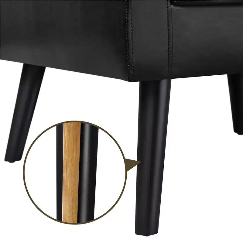 Modern Armchair Accent Chair – Faux Leather Tufted, Solid Wood Legs