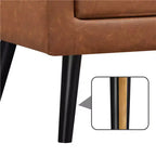 Modern Armchair Accent Chair – Faux Leather Tufted, Solid Wood Legs